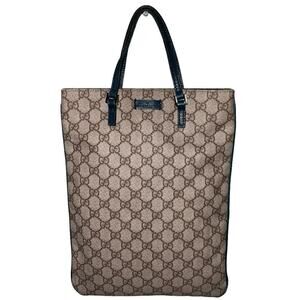 Gucci GG Supreme Flat Vertical Tote with Teal Leather trim and accents